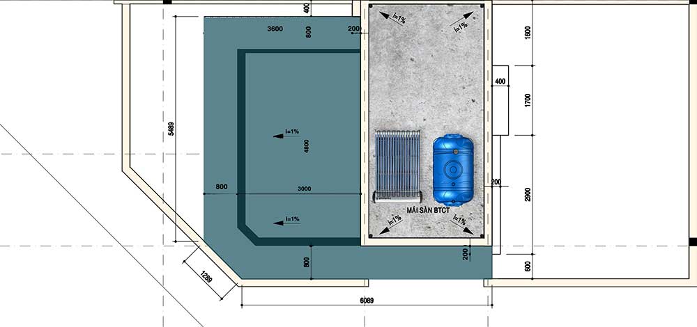 MẶT BẰNG KÍCH THƯỚC MÁI